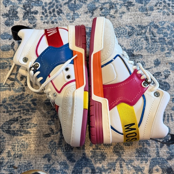 Amazing deal! Brand new- Moschino White, Red, and Yellow Sneakers- never worn - Picture 3 of 10